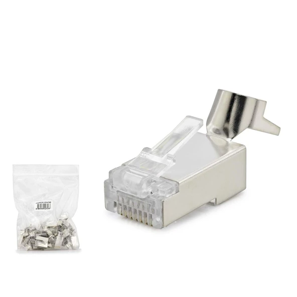 Cat7 Konnektör 25Li Paket Metal Sılver HDX5055 ürün görseli 1