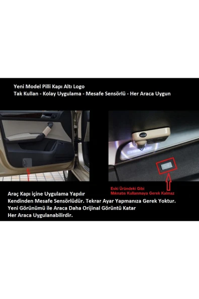 Opel Kapı Altı Logo Lamba Pilli Sensörlü Kolay Montaj - Resim 7
