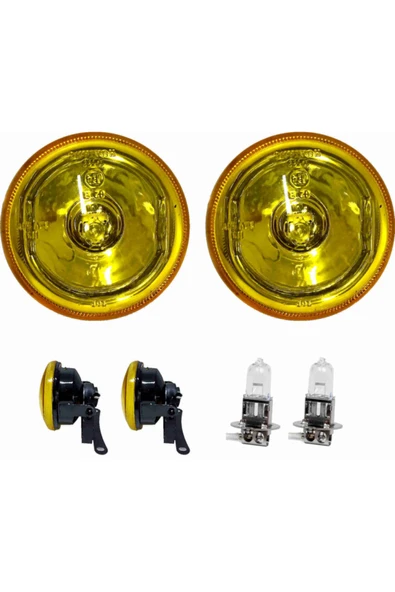 Sis Farı Seti Üniversal 90mm Sarı 2 Adet + H3 Ampül ürün görseli 1