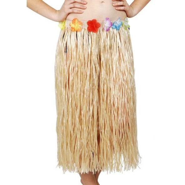 Hawaii Tarzı Hula Eteği – 60 cm Hasır Naturel Etek ürün görseli 1