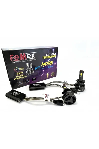 FEMEX H7 LED XENON LED HEADLİGHT FEMEX SUPER MORE CSP SUPERIOR ETI CHİPSET RADYATÖR SOĞUTMALI ürün görseli 1