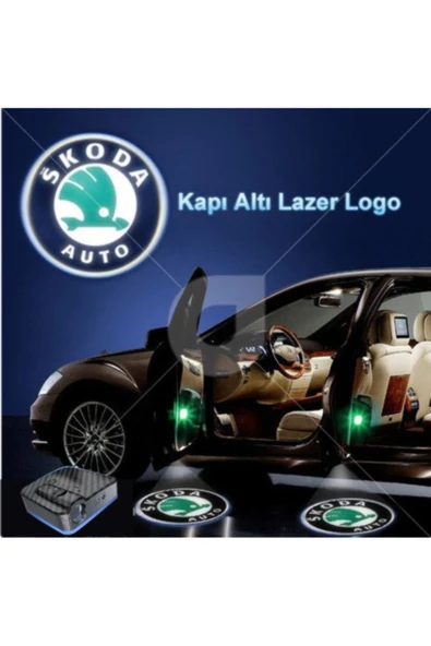Skoda Araçlar Için Pilli Yapıştırmalı Kapı Altı Led Logo ürün görseli 1