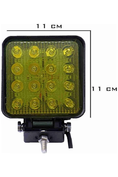 Off Road Sis Farı Sis Lambası 16 Led Kare 2'lİ Paket SARI ürün görseli 1