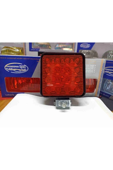 Off Road Sis Farı Sis Lambası 16 Led Kare 2'lİ Paket KIRMIZI ürün görseli 1