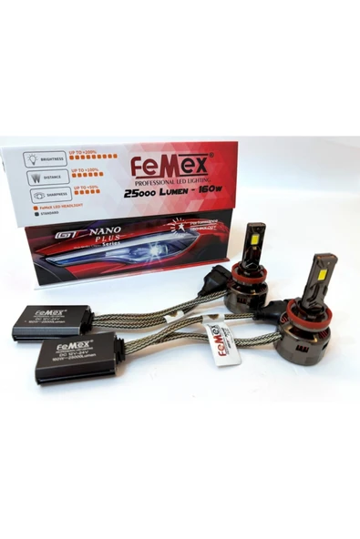 FEMEX H8/11 LED XENON LED HEADLİGHT FEMEX GT NANO PLUS CSP LUMILED ROYAL CHİPSET RADYATÖR SOĞUTMALI ürün görseli 1