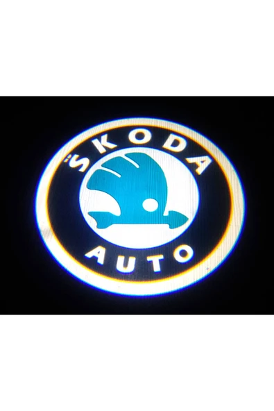Skoda Araçlar Için Pilli Yapıştırmalı Kapı Altı Led Logo- ürün görseli 1