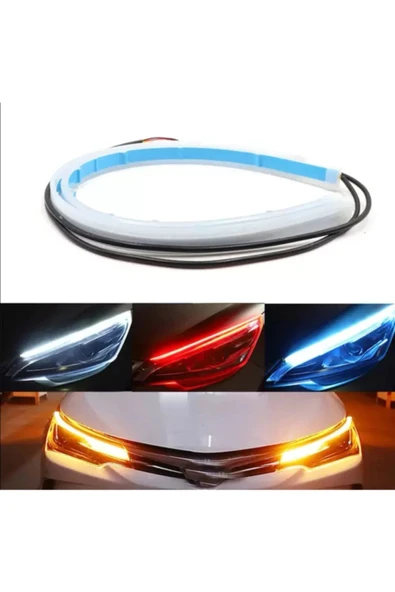 Selamlamalı Açılış Animasyonlu Far Kaşı Beyaz Audi Stil Kayar Sinyal ürün görseli 1