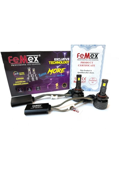 FEMEX HB3 9005 LED XENON LED HEADLİGHT FEMEX SUPER MORE CSP SUPERIOR ETI CHİPSET RADYATÖR SOĞUTMALI ürün görseli 1