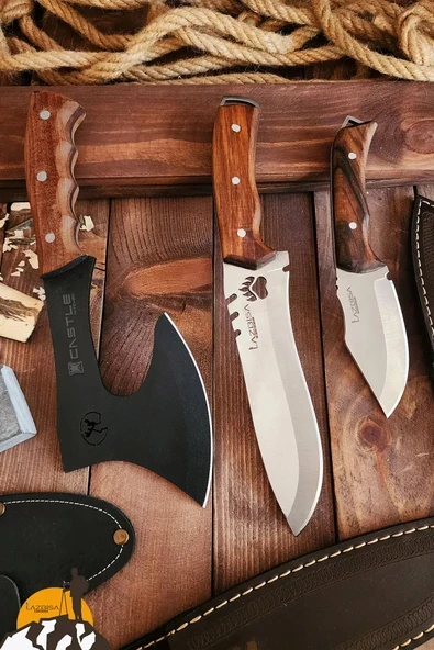 3 Lü Outdoor Balta Bıçak Seti Kamp Baltası Bıçak Bıçağı Nacak Budama Baltası Lzbltdx ürün görseli 1