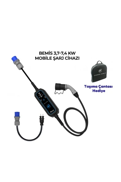 Bemis 3,7 - 7,4 kw Mono Mobil Araç Şarj Aleti 5 Metre BEV-1221-0001 ürün görseli 1