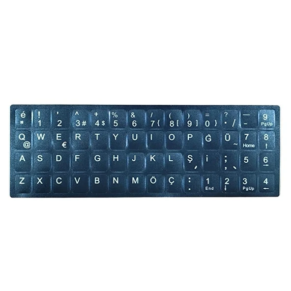 Notebook Klavyeleri İçin Türkçe Sticker Seti - Q Siyah ürün görseli 1