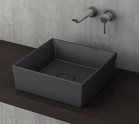 Bocchi Vessel Tezgah Üstü Lavabo 38x38 cm Antrasit 1173-020-0125 ürün görseli 1