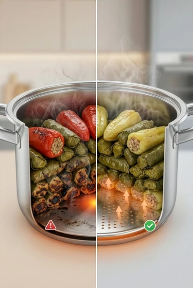 2'li Yanmaz Yapışmaz Tencere Dibi Koruyucu Dolma Ve Sarma Pişirme Aparatı Altlığı ürün görseli 1