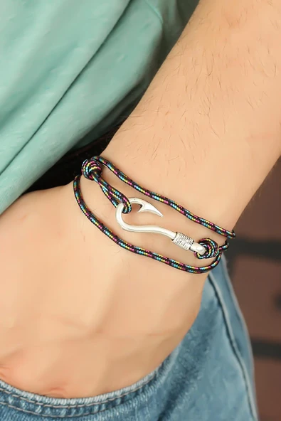 Çizgi Desenli Metal Kancalı Erkek Bileklik - TJ-EB2239-KS ürün görseli 1
