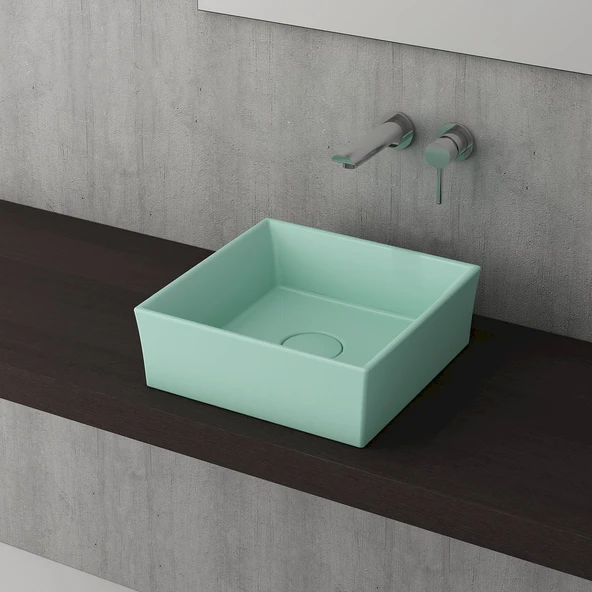 Bocchi Vessel Tezgah Üstü Lavabo 38x38 cm Yeşil 1173-033-0125 ürün görseli 1