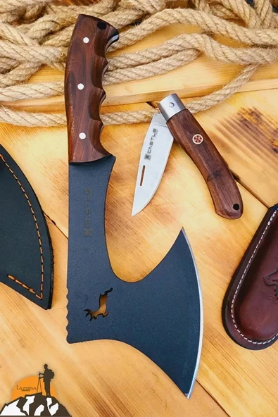Outdoor Balta Kamp Piknik Çakısı Bıçağı Ceviz Ağaç Sap Kılıflı ( Outlz-01 ) ürün görseli 1