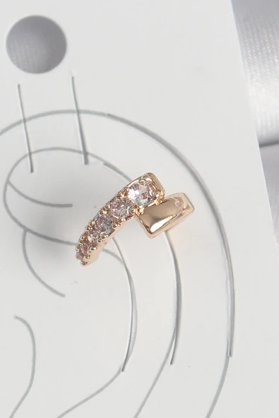 Pirinç Gold Renk Zirkon Taşlı Kadın Kıkırdak Küpe - TJ-BKP10574 ürün görseli 1
