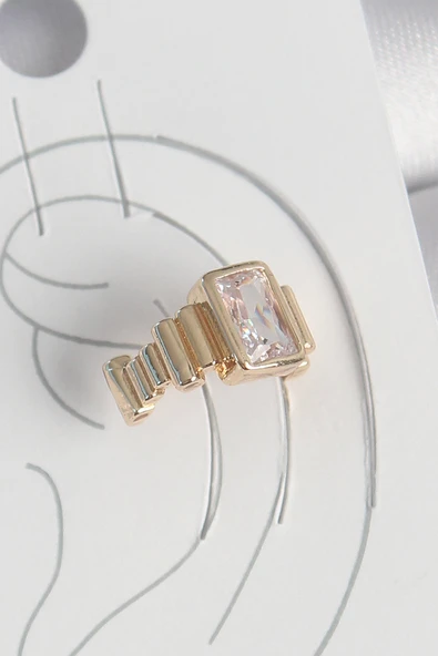 Pirinç Gold Renk Kare Zirkon Taşlı Kadın Kıkırdak Küpe - TJ-BKP10586 ürün görseli 1