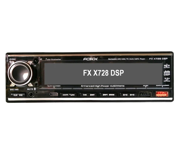 FOXX F X728 DSP Oto Teyp USB/TF/BT/AUX/MP3/WMA Oynatıcı/4*60W/Kumanda/EQ/3 Anfi Çıkışlı/App Kontrol ürün görseli 1