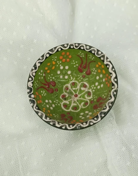 Çini Yeşil 8 Cm Çerezlik Kase Sosluk Sunumluk Kahvaltılık 1 Adet ürün görseli 1