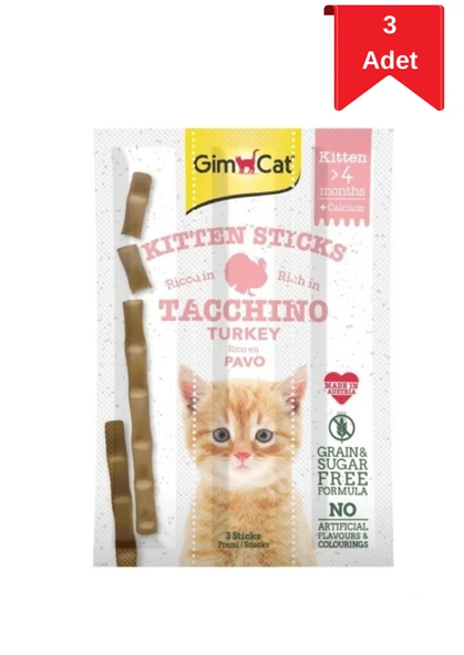 GimCat Sticks Kitten Hindili Yavru Kedi Ödül Çubuğu 9 Gr X 3 Adet ürün görseli 1