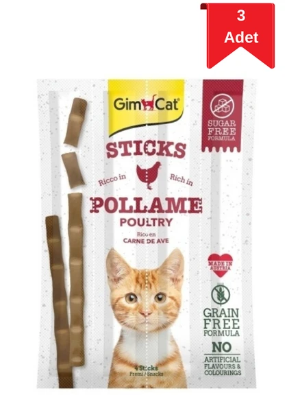 GimCat Sticks Tahılsız Kümes Hayvanı Etli Kedi Ödül Çubuğu 20 Gr X 3 Adet ürün görseli 1