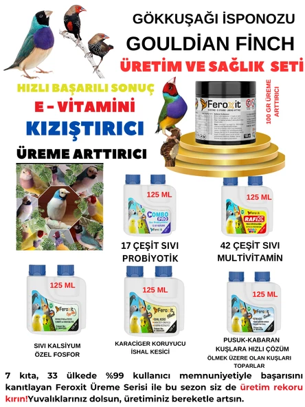 GÖKKUŞAĞI İSPİNOZU - SPİNOZ VE TÜM FİNCH Üreme Dönemi ve Sağlık Seti  Bol Yavru  Yüksek Verim ürün görseli 1