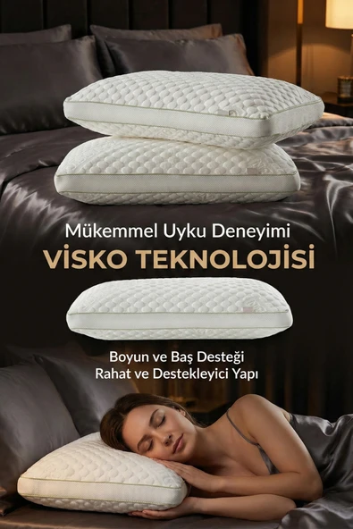 Ortopedik Visco Yastık Colojen Cilt Dostu "Beauty Sleep" (40x60)-Yüz İzi Yapmayan Yumuşak Doku ürün görseli 1