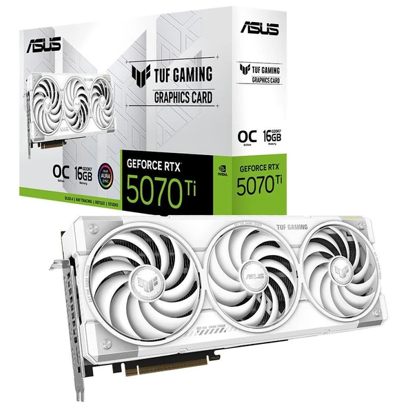 ASUS TUF Gaming GeForce RTX 5070 Ti 16GB GDDR7 White OC Edition Ekran Kartı ürün görseli 1