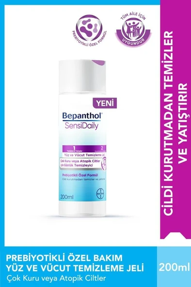 Bepanthol SensiDaily Yüz ve Vücut Temizleme Jeli 200 ml ürün görseli 1