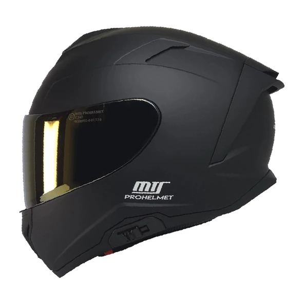 KUZEYMOTOR MTS X340 FULLFACE KASK MAT SİYAH (GOLD CAMLI) ürün görseli 1