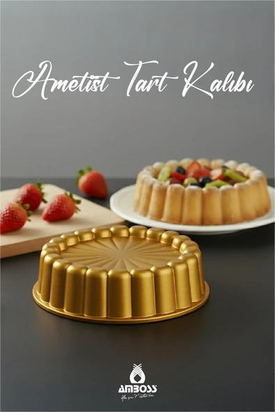 Ametist 26 cm Döküm Tart Kalıbı ( Gold ) ürün görseli 1