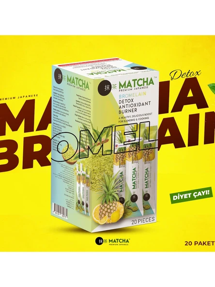 Matcha Premium Japanese Matcha & Bromelain Limon Aromalı Detox Burner Form Çayı 1 Kutu ürün görseli 1