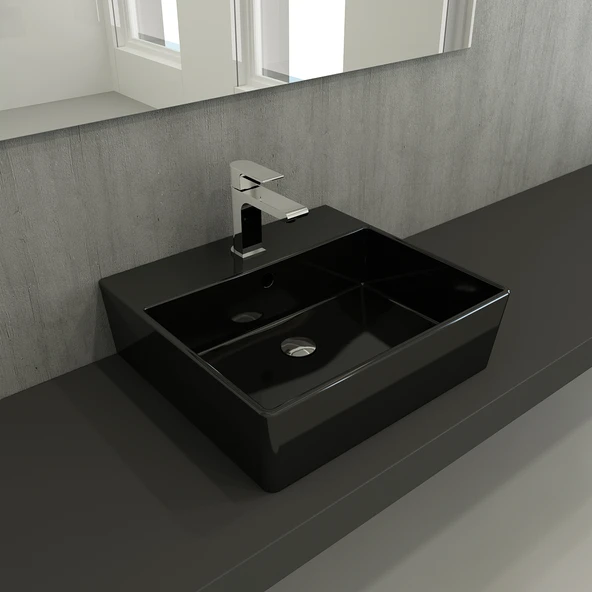 Bocchi Milano  Lavabo 50 cm Parlak Siyah 1216-005-0126 ürün görseli 1