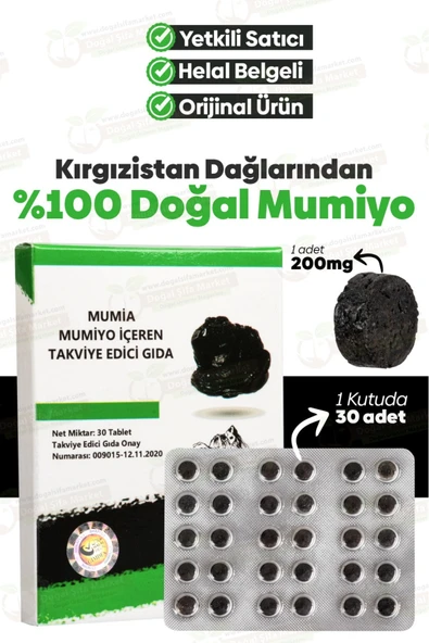 Mumiyo %100 Saf Mumiyo 30'lu Tablet Kırgızistan'dan İthal Shilajit ürün görseli 1