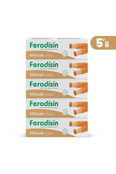 Feradisin 5li Paket - Misvak Özlü Doğal Florürsüz Beyazlatıcı Diş Macunu 90 gr - Gimdes Helal Sertifikalı ürün görseli 1