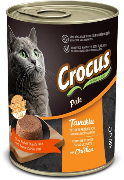 Crocus Yetişkin Kedi Tavuklu Pate Yaş Mama 400g ürün görseli 1