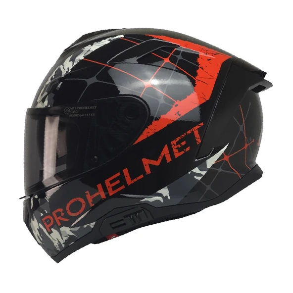 KUZEYMOTOR MTS X340 CLAY FULLFACE KASK P.SİYAH-KIRMIZI (SİYAH CAMLI) ürün görseli 1