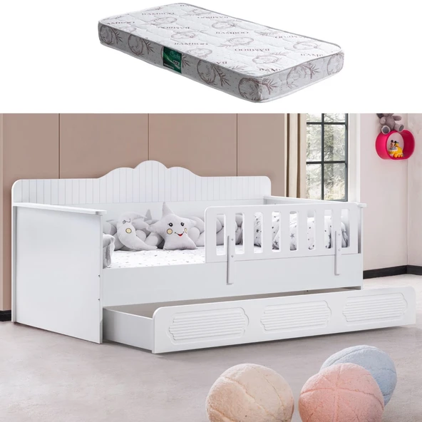 Yavrulu Karyola, Flower Yavrulu Montessori Karyola - Gri + 1 Adet Comfort Yatak  Beyaz 90 x 190 ürün görseli 1