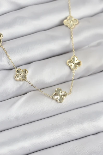 Pirinç Gold Renk Yonca Kadın Kolye - TJ-BKO10561 ürün görseli 1
