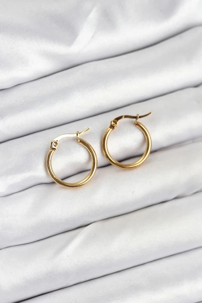 316L Çelik Gold Renk 15 mm Halka Kadın Küpe - TJ-BKP11225 ürün görseli 1