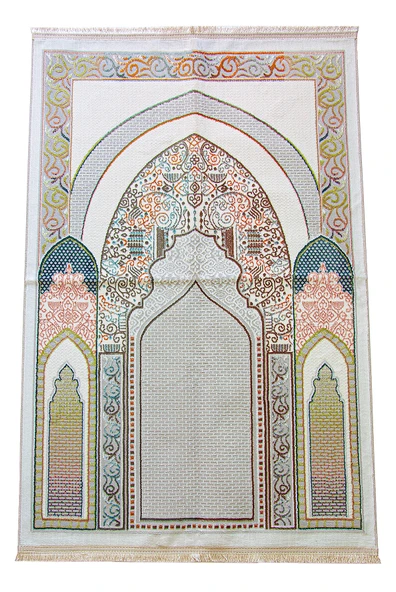 Geleneksel Desenli Hediyelik Halı Tipi Dokuma Seccade Bej ürün görseli 1