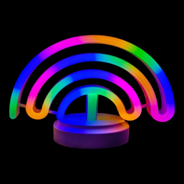Neon Işıklı Gökkuşağı Masa Gece Lambası Pil ve Usb ürün görseli 1