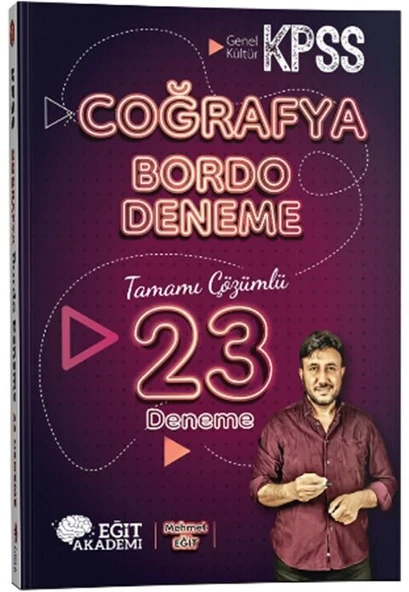Mehmet Eğit KPSS Coğrafya Tamamı Çözümlü 23 Bordo Deneme Sınavı ürün görseli 1
