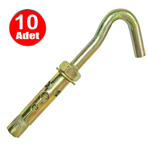 Açık Kancalı Çelik Dübel Halkalı Beton Dübeli M6x90 (8mm) -10 adet ürün görseli 1