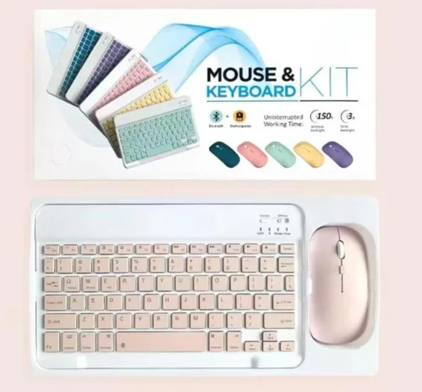 ZR20Km Pembe Kablosuz Klavye Mouse Set ürün görseli 1