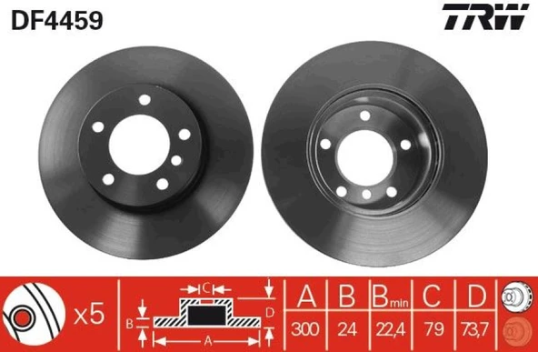 Bmw Fren Diski On Havalı Bmw E81 E82 E87 E88 E90 E91 E92 Z4 E89 - Trw Df4459 ürün görseli 1