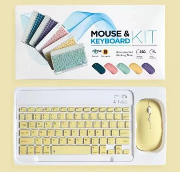 ZR20Km Sarı Kablosuz Klavye Mouse Set ürün görseli 1