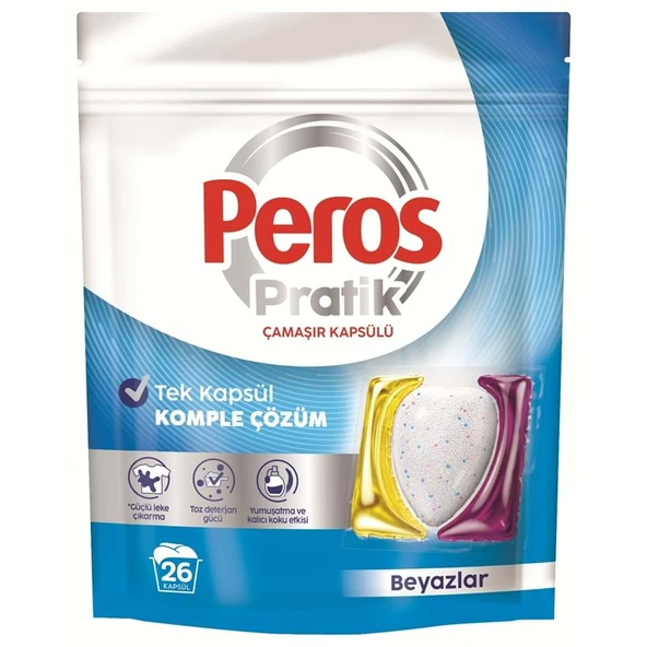 Peros Pratik Matik Çamaşır Deterjanı Kapsülü - Tableti 26 Adet Beyazlar ürün görseli 1