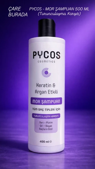 Pycos - Keratin & Argan Etkili Mor Şampuan 500 Ml (Turunculaşma Karşıtı) ürün görseli 1
